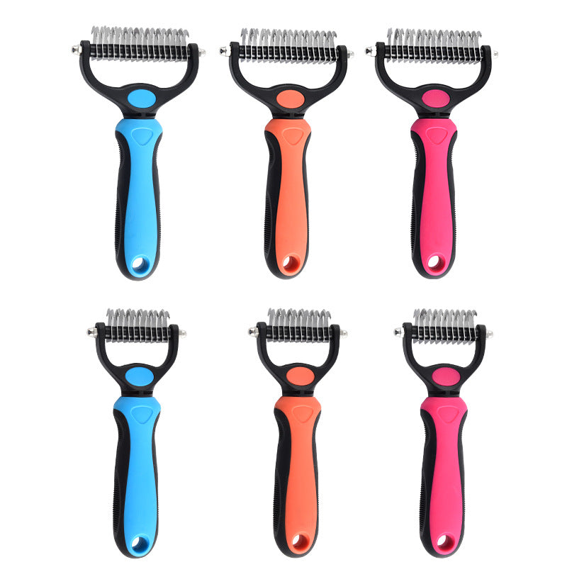 Pet Hair Removal & Detangling Comb – Double-Sided, Stainless Steel, Cats & Dogs