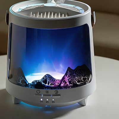 Seven-Color Flame Aroma Diffuser – Aurora Light, Jellyfish Effect & Essential Oil