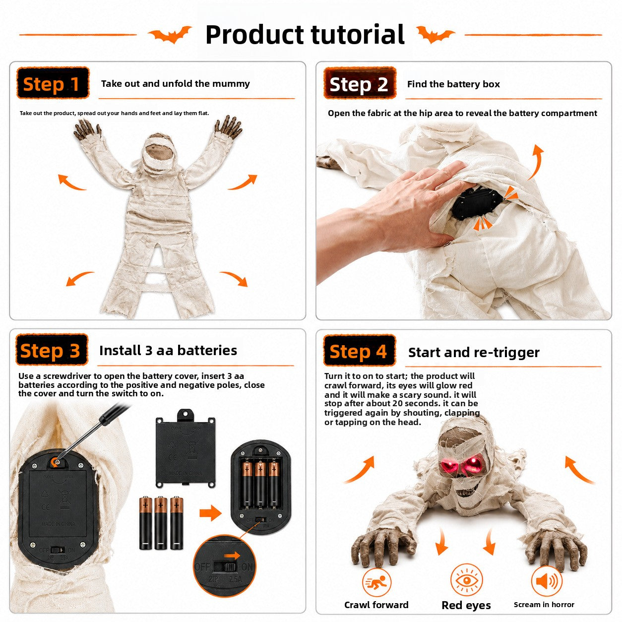Electric Crawling Ghost Halloween Decoration