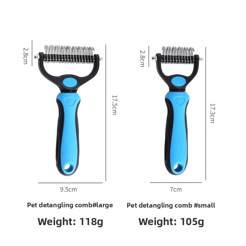 Pet Hair Removal & Detangling Comb – Double-Sided, Stainless Steel, Cats & Dogs