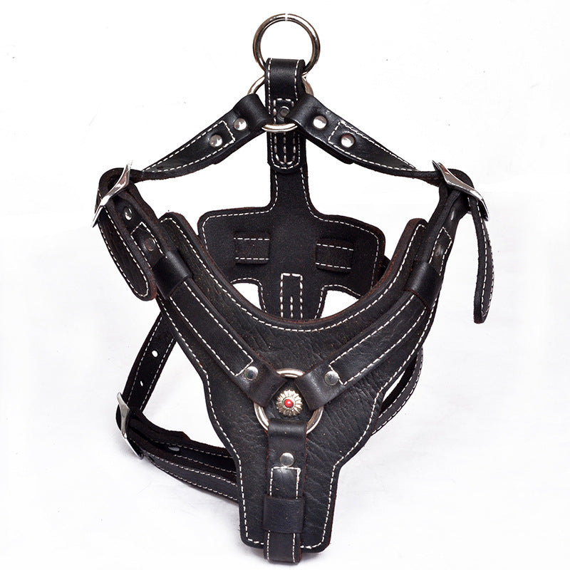Adjustable Leather Dog Chest Strap