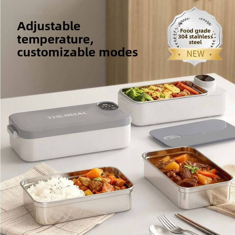 New Model of Water-Free Heating Lunch Box, USB Charging Portable Insulated Lunch Box, 304 Stainless Steel Electric Heating Lunch Box