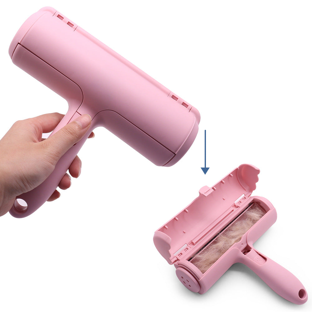 Two-way roller pet hair removal brush