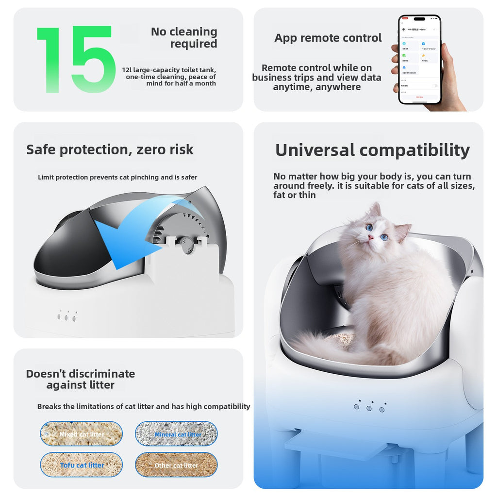 Automatic Self-Cleaning Cat Litter Box with App Control
