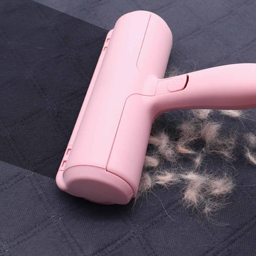 Two-way roller pet hair removal brush