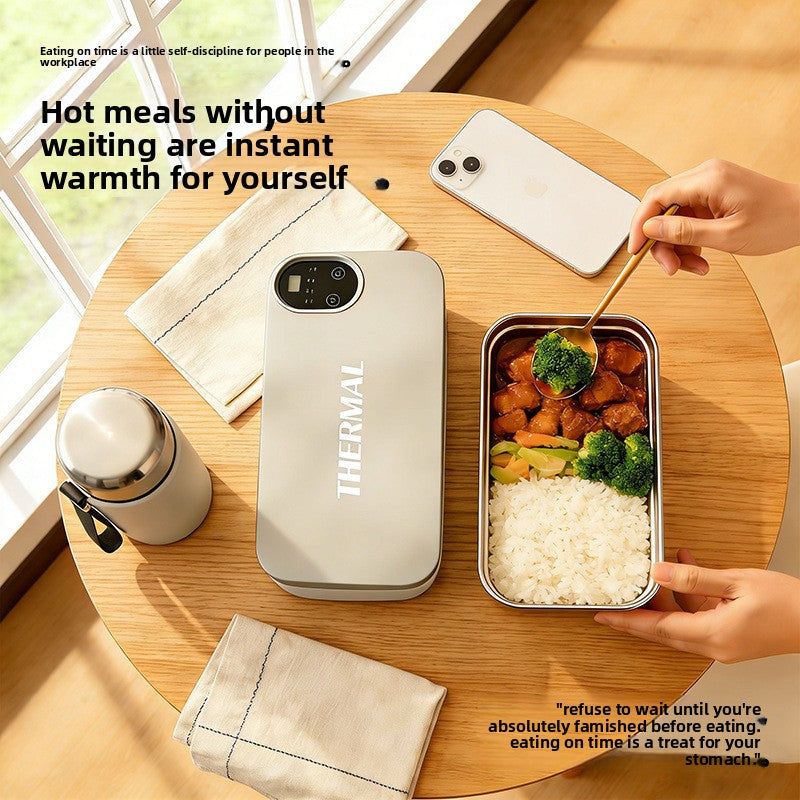 New Model of Water-Free Heating Lunch Box, USB Charging Portable Insulated Lunch Box, 304 Stainless Steel Electric Heating Lunch Box