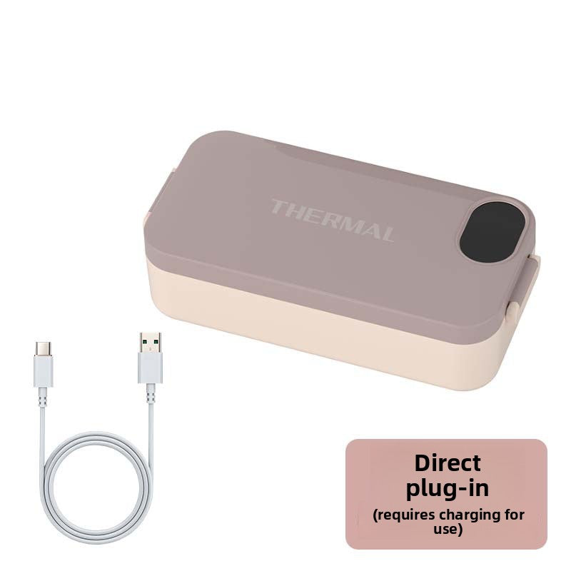 New Model of Water-Free Heating Lunch Box, USB Charging Portable Insulated Lunch Box, 304 Stainless Steel Electric Heating Lunch Box
