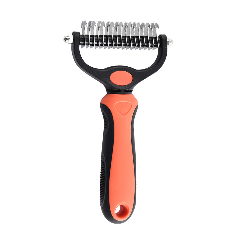 Pet Hair Removal & Detangling Comb – Double-Sided, Stainless Steel, Cats & Dogs