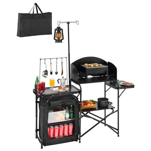 Camping Kitchen Table, Outdoor Camp Cooking Table, Aluminum Portable