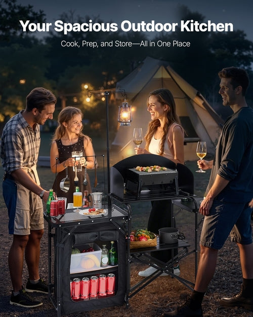 Camping Kitchen Table, Outdoor Camp Cooking Table, Aluminum Portable