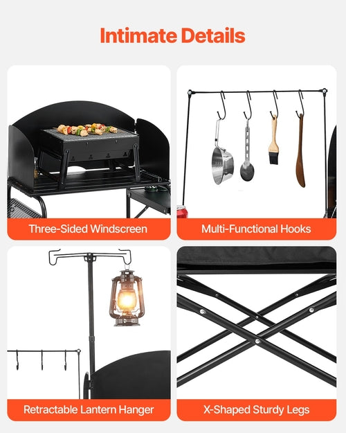 Camping Kitchen Table, Outdoor Camp Cooking Table, Aluminum Portable