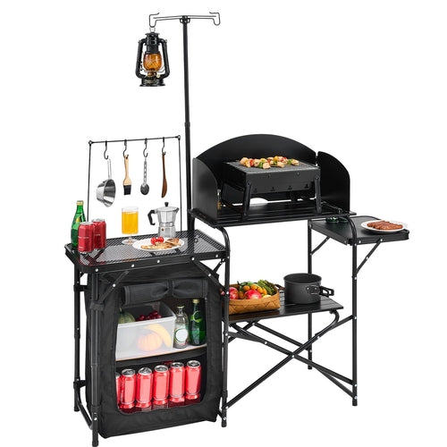Camping Kitchen Table, Outdoor Camp Cooking Table, Aluminum Portable