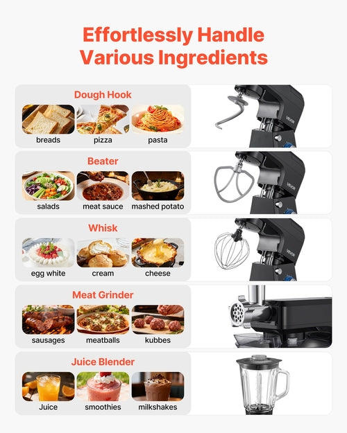 Stand Mixer, 7.8 L Electric Kitchen Mixer, 1500W Dough-Mixer, 6+P