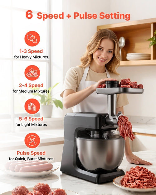 Stand Mixer, 7.8 L Electric Kitchen Mixer, 1500W Dough-Mixer, 6+P