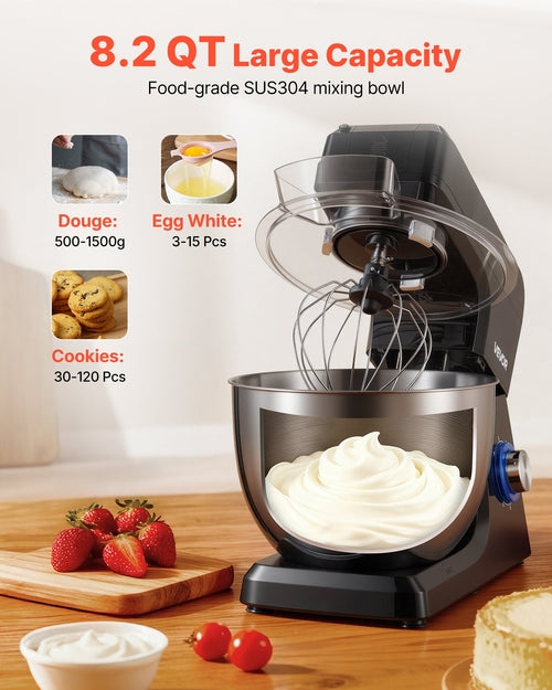 Stand Mixer, 7.8 L Electric Kitchen Mixer, 1500W Dough-Mixer, 6+P
