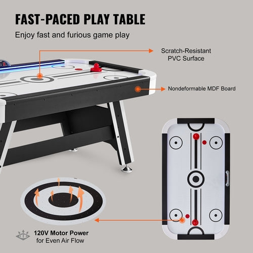 Air-Powered Hockey Table, Indoor Hockey Table for Kids and Adults, LED