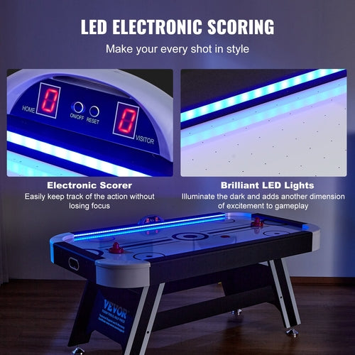 Air-Powered Hockey Table, Indoor Hockey Table for Kids and Adults, LED