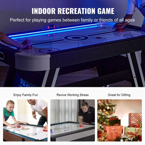 Air-Powered Hockey Table, Indoor Hockey Table for Kids and Adults, LED