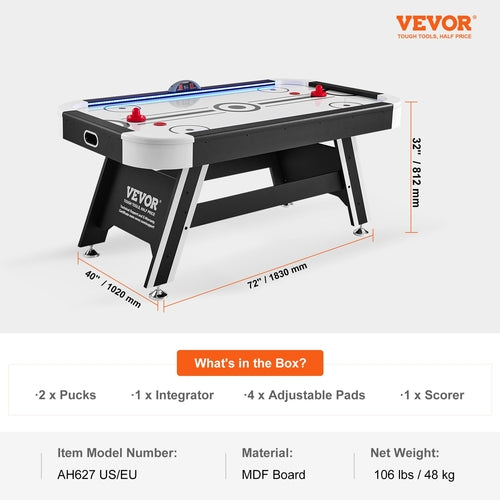 Air-Powered Hockey Table, Indoor Hockey Table for Kids and Adults, LED