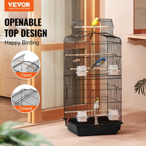 41-inch Open Top Large Parrot Bird Cage, Hanging Bird Cage for