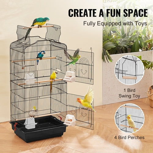 41-inch Open Top Large Parrot Bird Cage, Hanging Bird Cage for