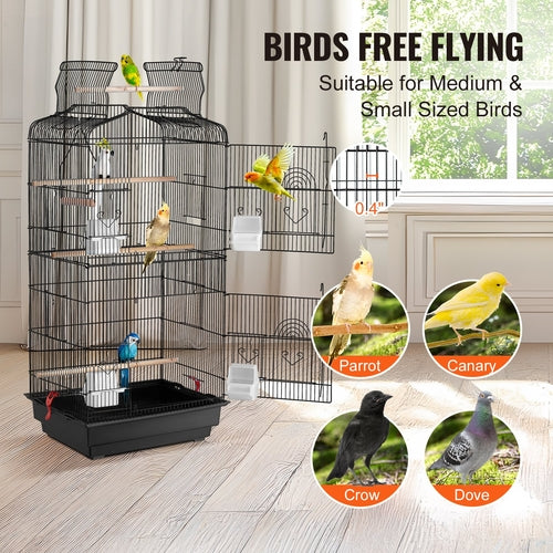 41-inch Open Top Large Parrot Bird Cage, Hanging Bird Cage for