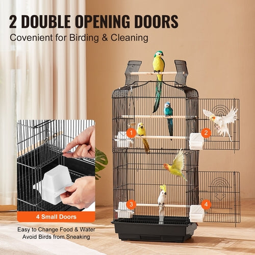 41-inch Open Top Large Parrot Bird Cage, Hanging Bird Cage for